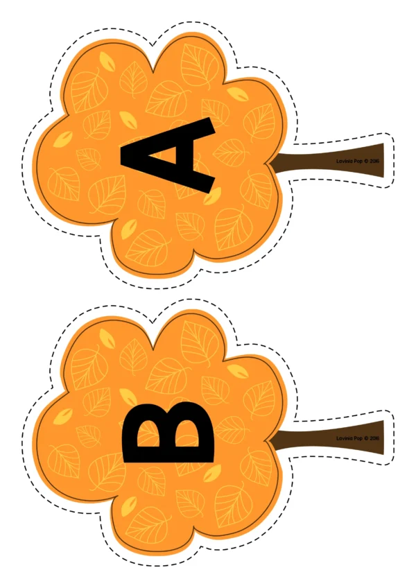 Autumn Leaves and Trees Alphabet and Beginning Sounds Match Printable Activity