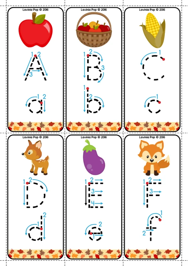 Autumn Alphabet Tracing Cards | Printable Download