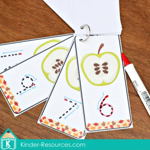 Apple Number Tracing Activity | Printable Cards for Preschool and Kindergarten