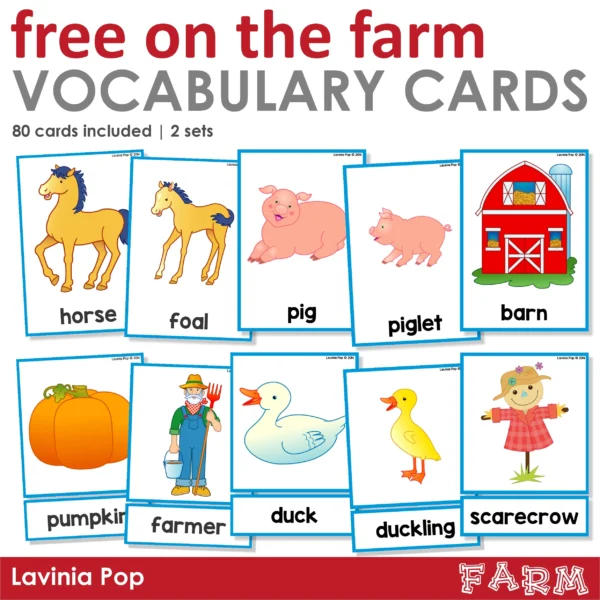 FREE Preschool Farm Theme Vocabulary Cards