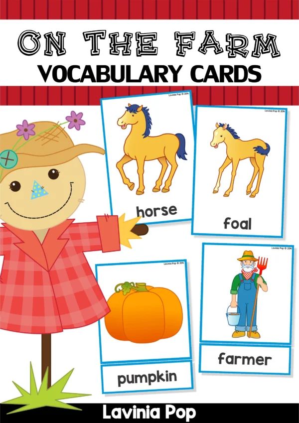 FREE Preschool Farm Theme Vocabulary Cards