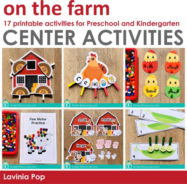 Printable Preschool Farm Center Actvities | Daycare | Homeschool