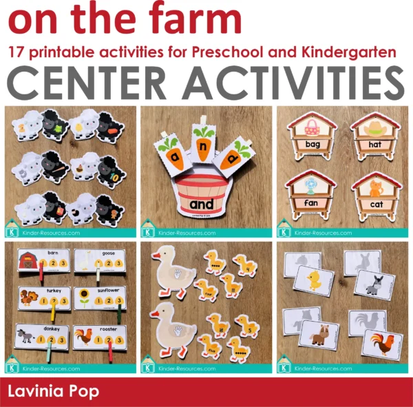 Printable Preschool Farm Center Actvities | Daycare | Homeschool