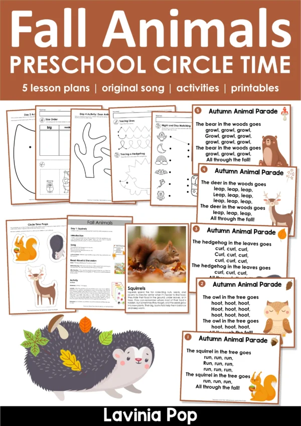 Preschool Circle Time Fall Animals Printables and Activities