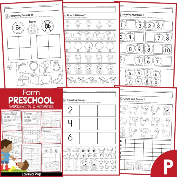 Farm Preschool Worksheets and Activities | 36 Printable Activities