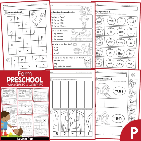 Farm Preschool Worksheets and Activities | 36 Printable Activities