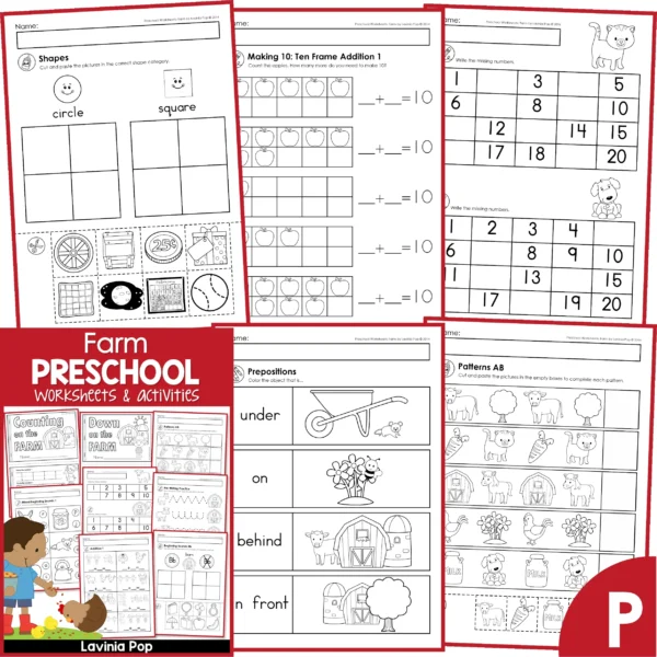 Farm Preschool Worksheets and Activities | 36 Printable Activities