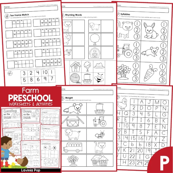 Farm Preschool Worksheets and Activities | 36 Printable Activities