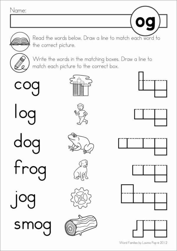 Word Family Worksheets: Read, Match, Write