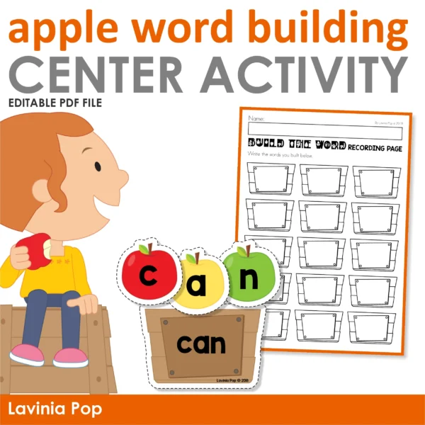 Apple Sight Word Literacy Centers | Printable Editable PDF. File