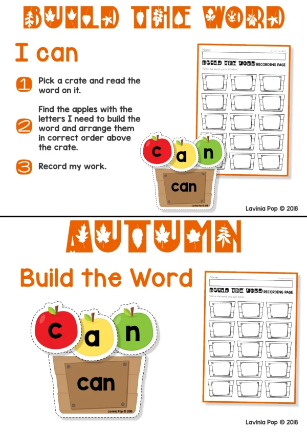 Apple Sight Word Literacy Centers | Printable Editable PDF. File