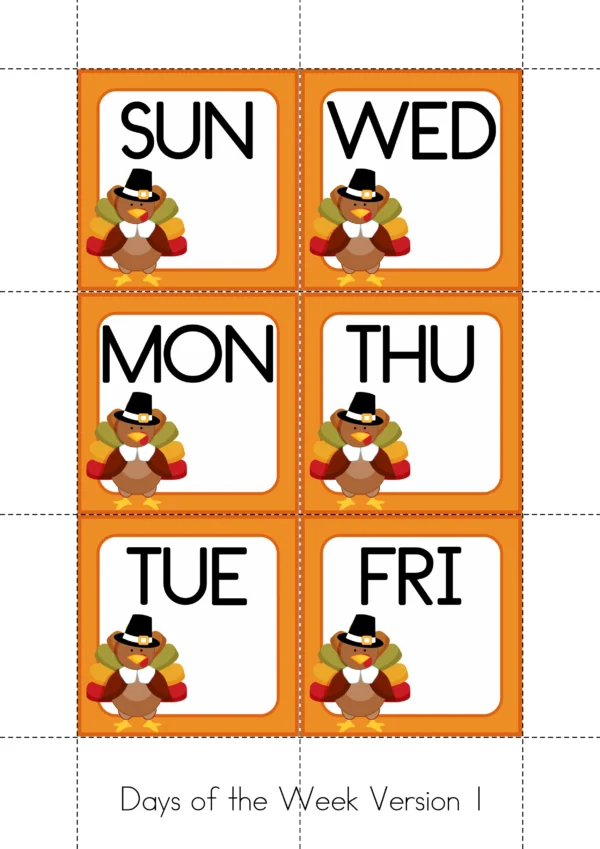 November Calendar Time Cards Pocket Chart | Number Cards, Days of the Week, Season