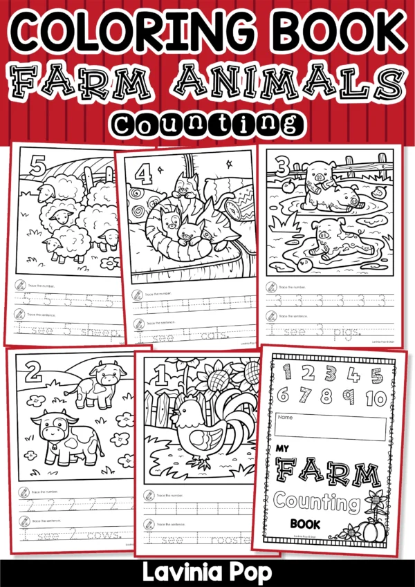 Farm Coloring and Counting Book | Preschool & Kindergarten