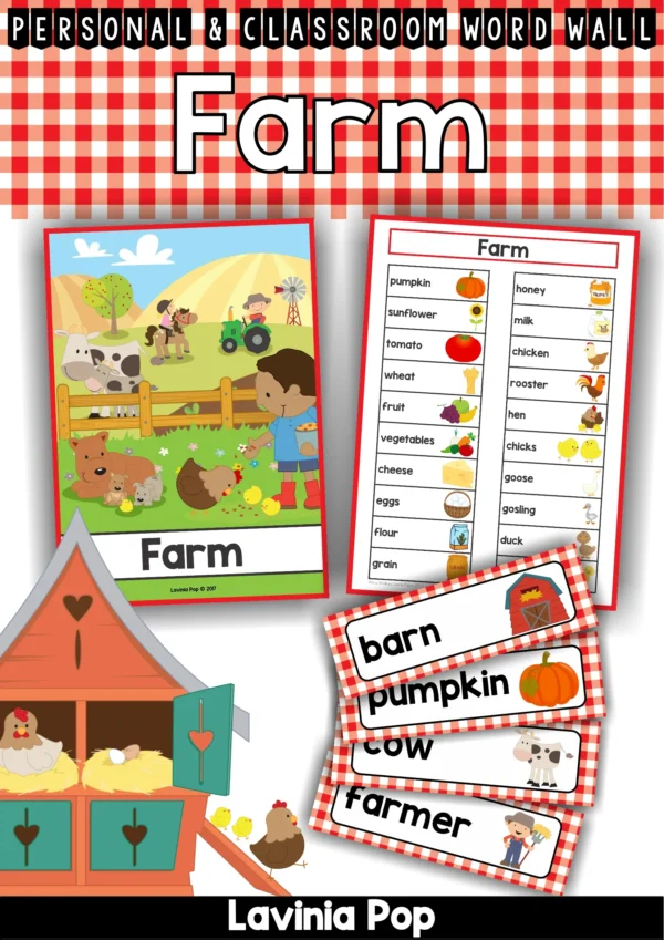 Farm Themed Word Wall packet for learning new vocabulary and writing centers