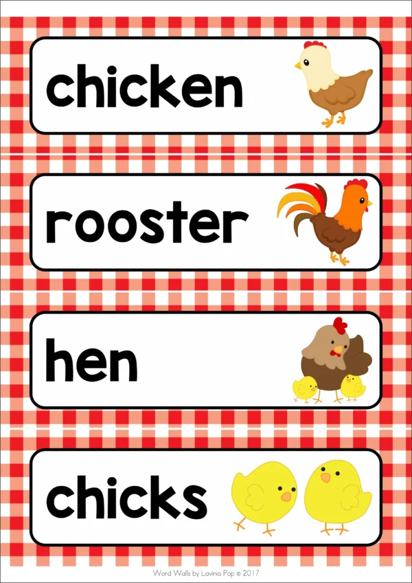 Farm Themed Word Wall packet for learning new vocabulary and writing centers