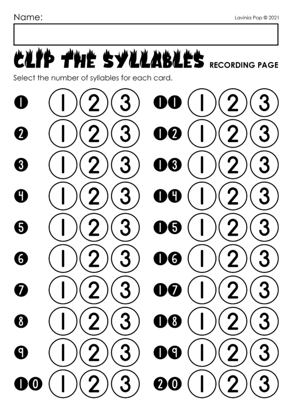 Firefighter Syllables Printable Activity | Literacy Center for Kindergarten