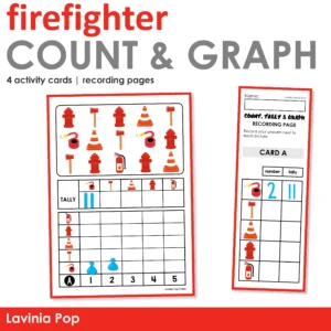 Firefighter Count, Tally, Graph Printable Activity | Math Center for Kindergarten