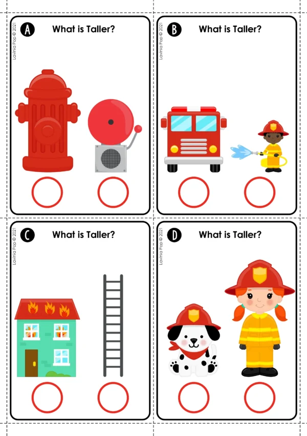 Firefighter Measurement Printable Activity | Math Center for Kindergarten