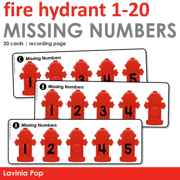 Firefighter Missing Numbers Printable Activity | Math Center for Kindergarten