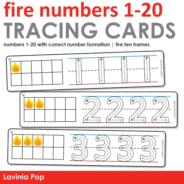 Firefighter Number Tracing Printable Activity | Math Center for Kindergarten