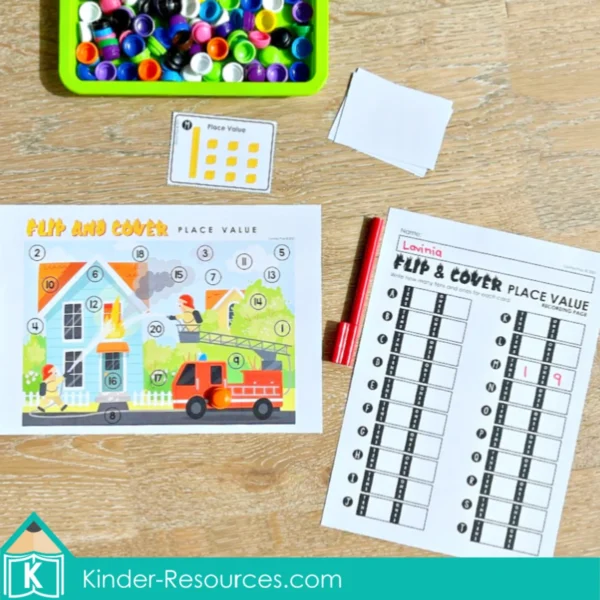 Firefighter Base Ten Blocks Place Value Printable Activity | Math Center for Kindergarten