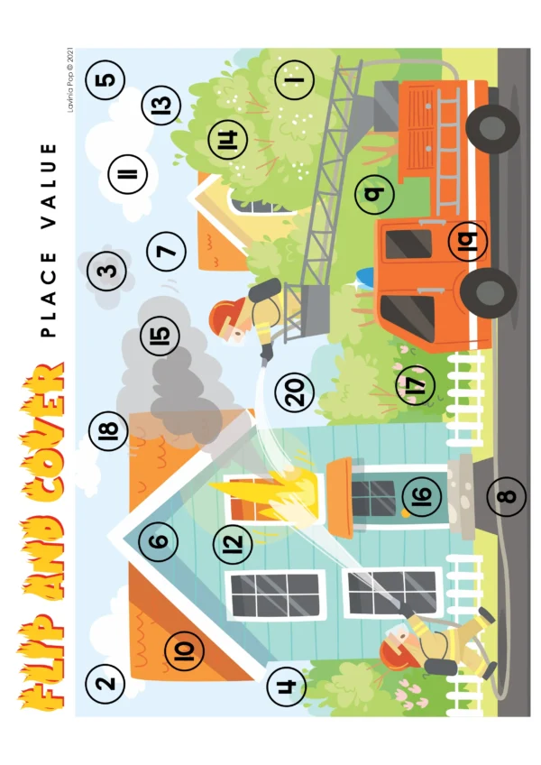 Firefighter Base Ten Blocks Place Value Printable Activity | Math Center for Kindergarten