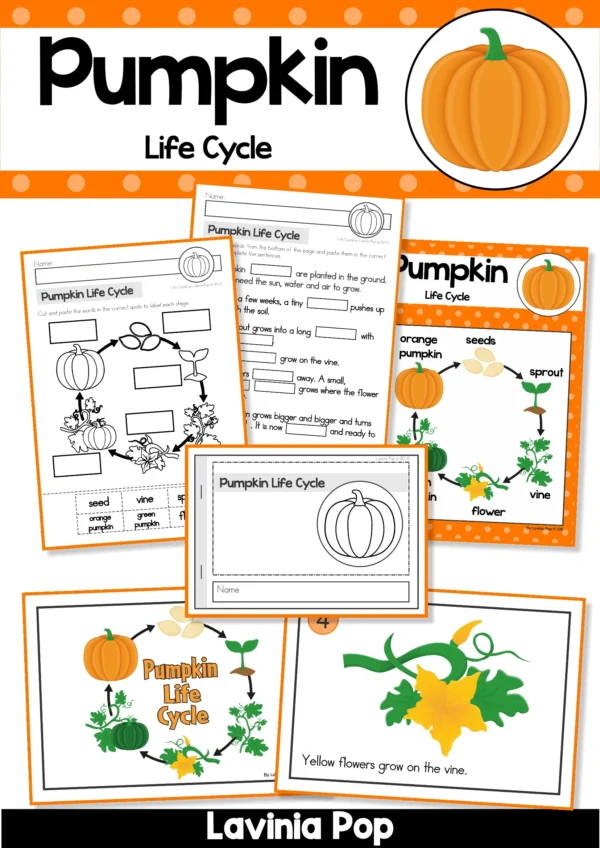 Pumpkin Life Cycle Printable Posters, Books, Worksheets