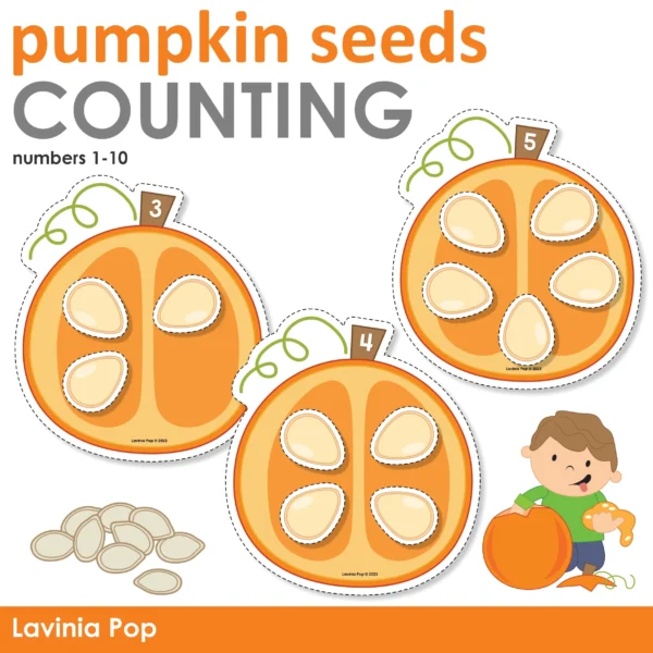 Pumpkins Printable Center Activities for Preschool | Counting Pumpkin Seeds