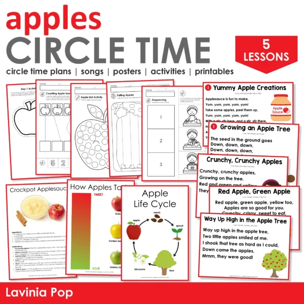 Preschool Circle Time Apples Printables and Activities