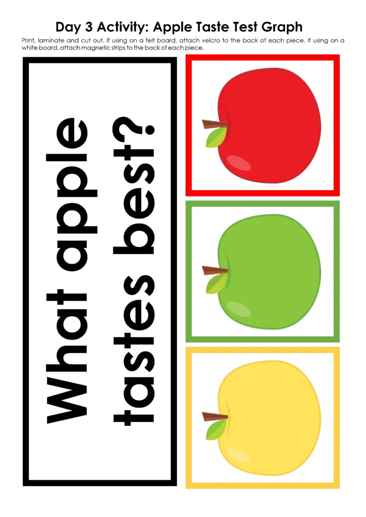 Preschool Circle Time Apples Printables and Activities | What Apple Tastes Best Graphing Activity
