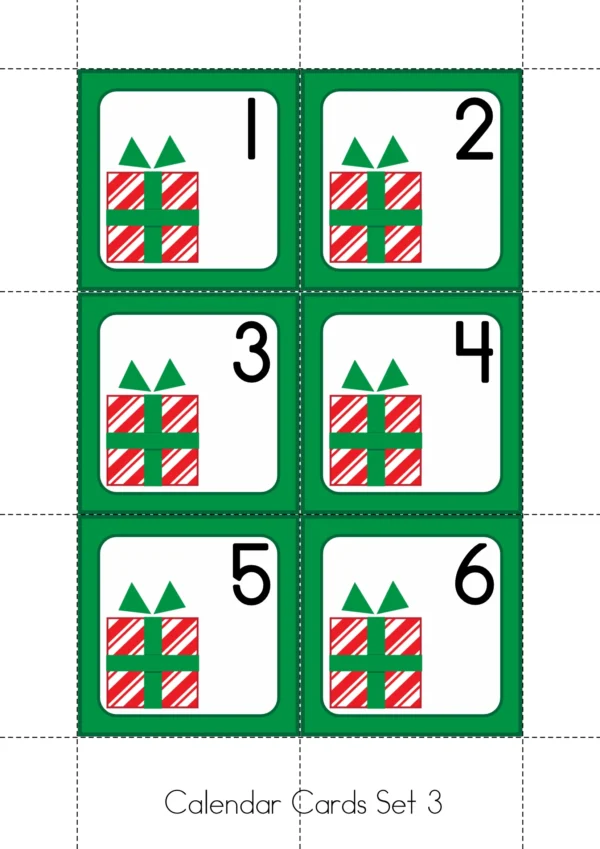 December Calendar Time Cards Pocket Chart | Number Cards, Days of the Week, Season