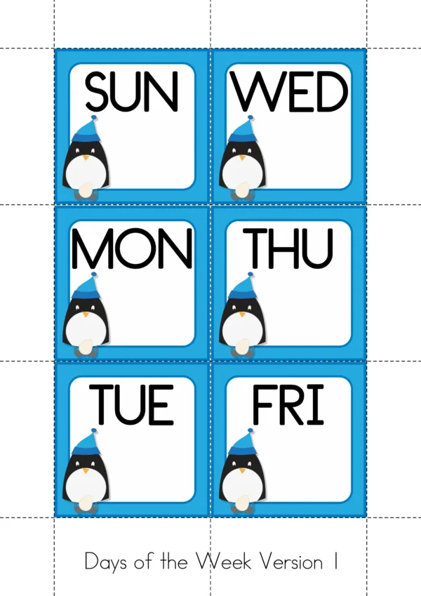 January Calendar Time Cards Pocket Chart | Number Cards, Days of the Week, Season