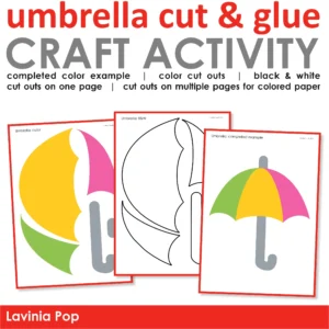 Umbrella Cut and Glue Printable Craft Activity | Craftivity for Literacy, Math, Science