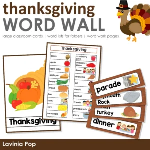 Thanksgiving Word Wall packet for learning new vocabulary | Writing Centers