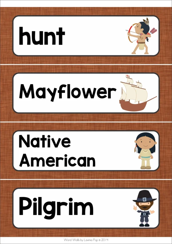 Thanksgiving Word Wall packet for learning new vocabulary | Writing Centers