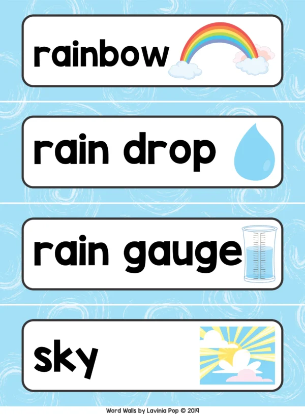 Weather Word Wall packet for learning new vocabulary | Writing Centers