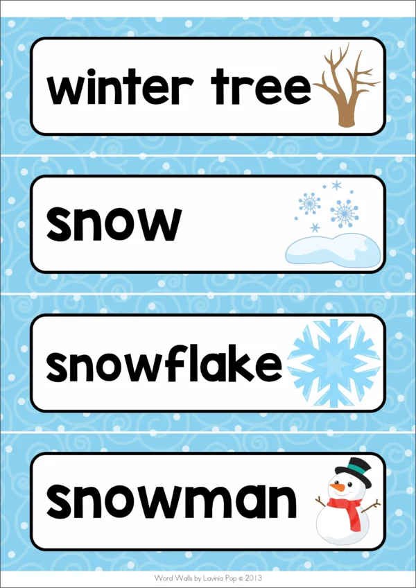 Winter Word Wall packet for learning new vocabulary | Writing Centers