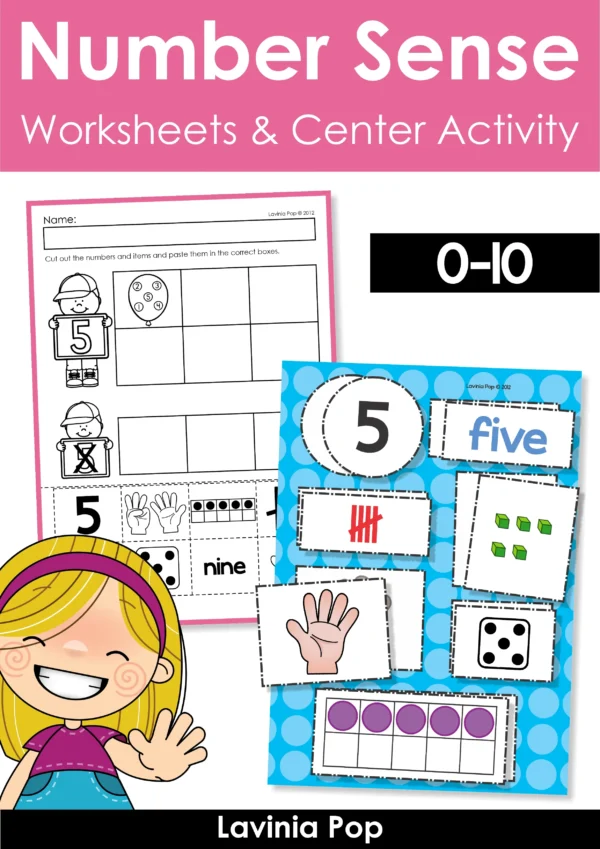 Kindergarten Number Sense 0-10 Worksheets and Center Activity | Number Sorting