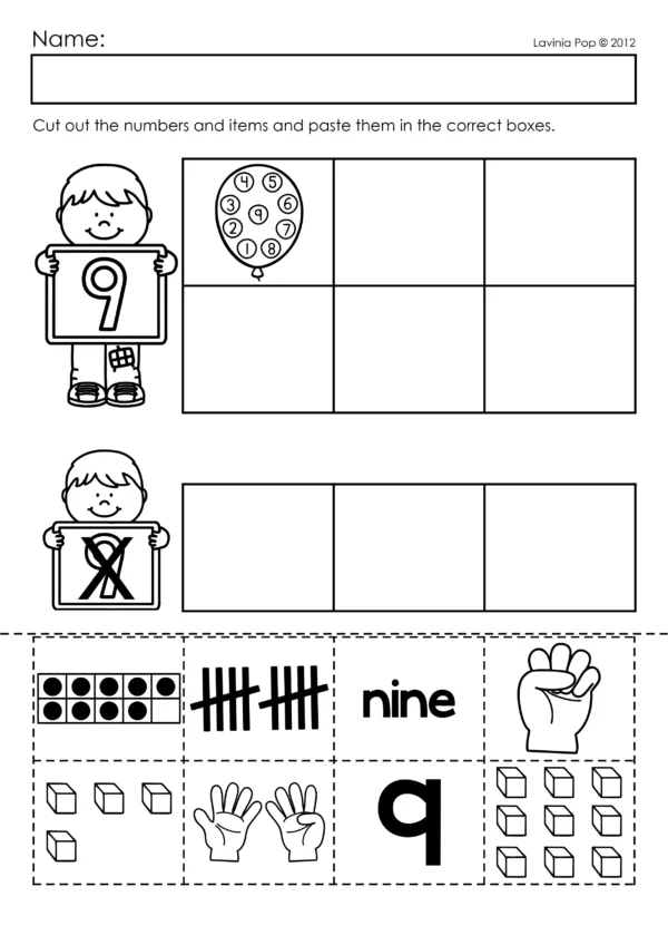 Kindergarten Number Sense 0-10 Worksheets and Center Activity | Number Sorting