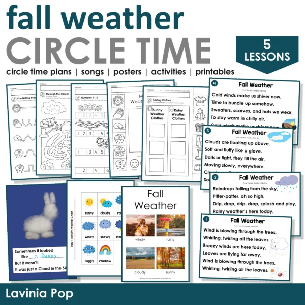 Fall Weather Preschool Unit | Circle Time Printables and Activities