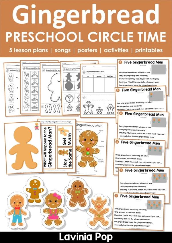 Gingerbread Preschool Unit | Circle Time Printables and Activities