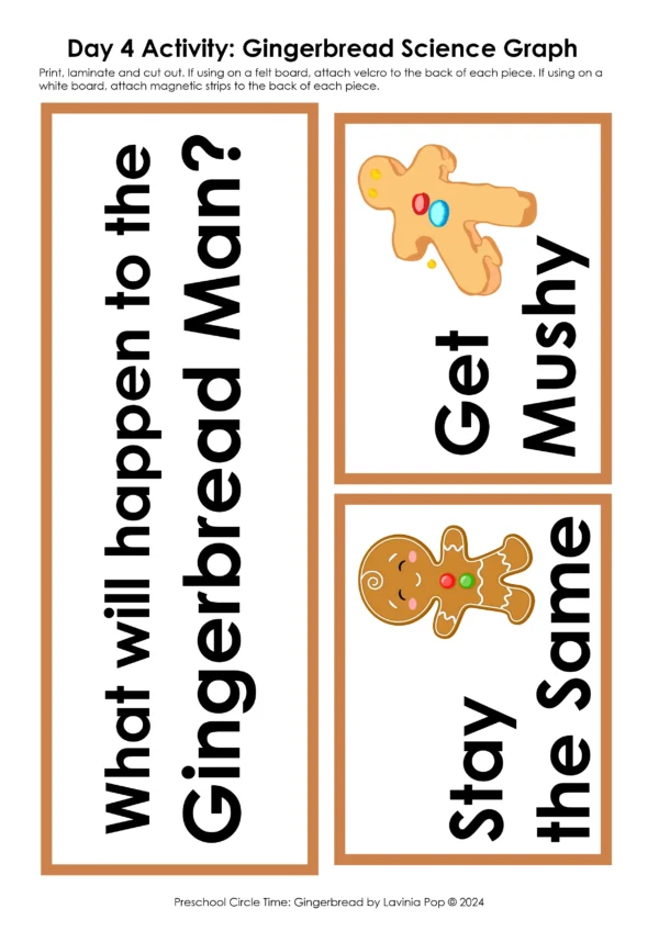 Gingerbread Preschool Unit | Circle Time Printables and Activities | Gingerbread Science Graph