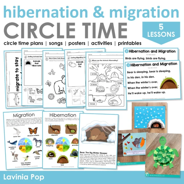 Hibernation and Migration Preschool Unit | Circle Time Printables and Activities