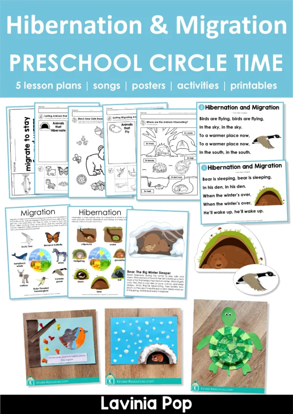 Hibernation and Migration Preschool Unit | Circle Time Printables and Activities