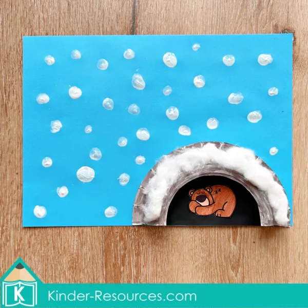 Hibernation and Migration Preschool Unit | Circle Time Printables and Activities | Bear Hibernating in Cave Craft