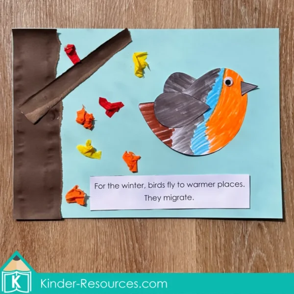 Hibernation and Migration Preschool Unit | Circle Time Printables and Activities | Bird Migrating for Winter Craft