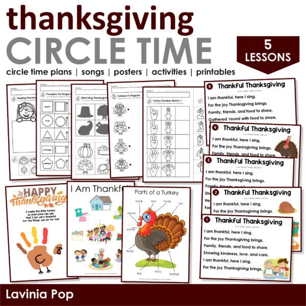 Thanksgiving Preschool Unit | Circle Time Printables and Activities