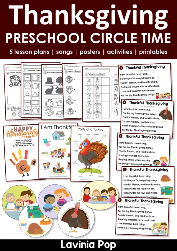 Thanksgiving Preschool Unit | Circle Time Printables and Activities