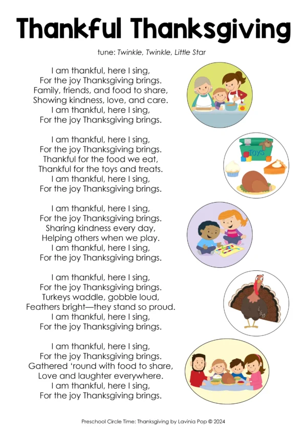 Thanksgiving Preschool Unit | Circle Time Printables and Activities