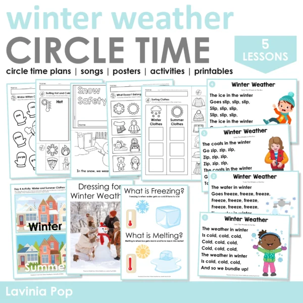 Winter Weather Preschool Unit | Circle Time Printables and Activities